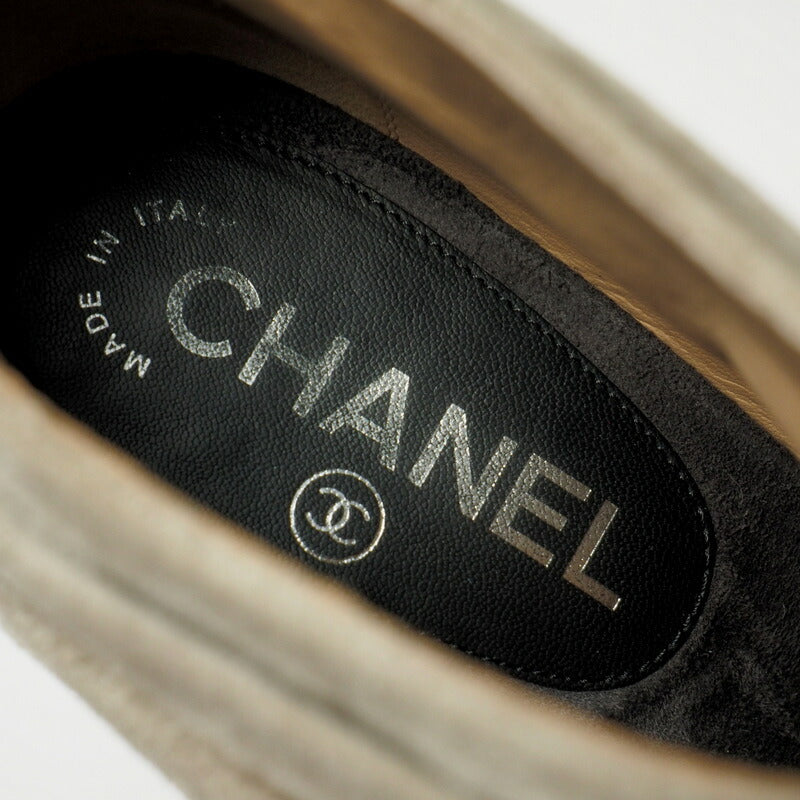 Chanel Boots Suede Gray / Black Women 37.5C