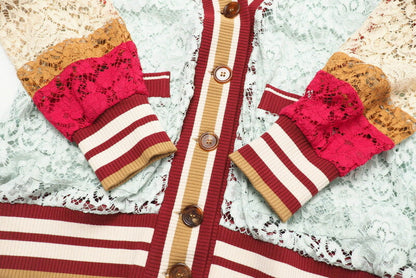 Dolce&Gabbana Cardigan F9J68Z G7Bch Cotton Bordeaux/Brown/Light Blue/Pink Women 38