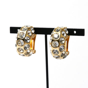 Dior Earring Gold Plated, Crystal Stone Clear Women