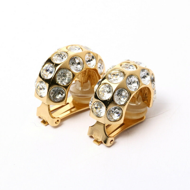 Dior Earring Gold Plated, Crystal Stone Clear Women