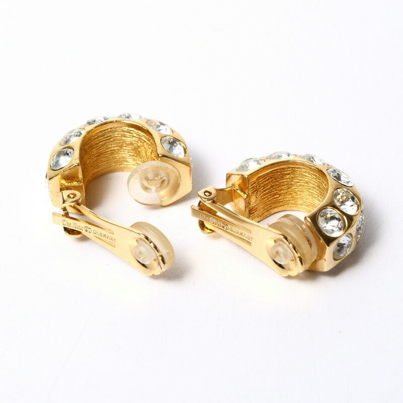 Dior Earring Gold Plated, Crystal Stone Clear Women