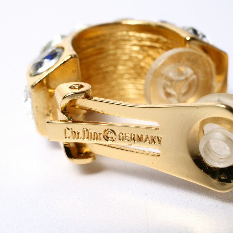 Dior Earring Gold Plated, Crystal Stone Clear Women