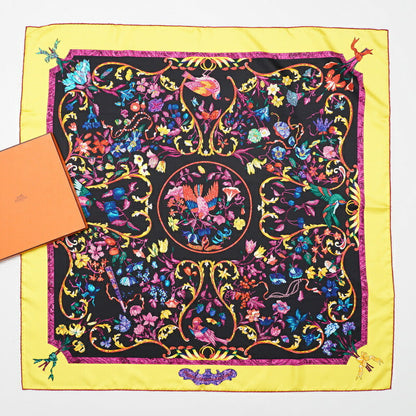 Hermes Scarf 100% Silk Yellow / Black Women