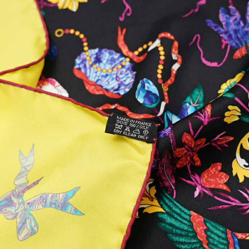 Hermes Scarf 100% Silk Yellow / Black Women