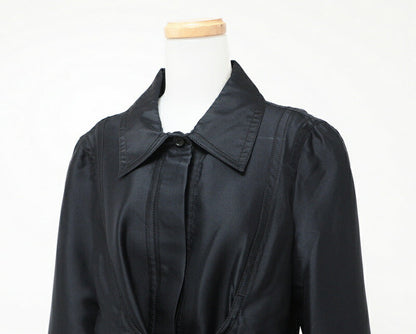 Celine Coat 322.7307692 Silk Black Women 38