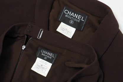 Chanel Jacket P08091 Wool Brown / Gold Women 42