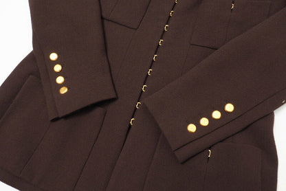 Chanel Jacket P08091 Wool Brown / Gold Women 42