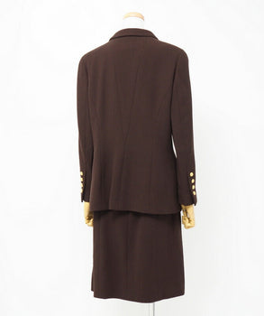 Chanel Jacket P08091 Wool Brown / Gold Women 42