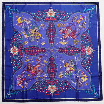 Hermes Scarf Silk Blue Type Women