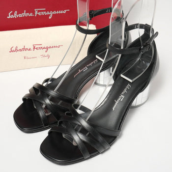 Salvatore Ferragamo Sandals 0748911 Leather Black Flor 55 Women 6D