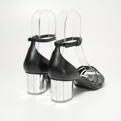 Salvatore Ferragamo Sandals 0748911 Leather Black Flor 55 Women 6D