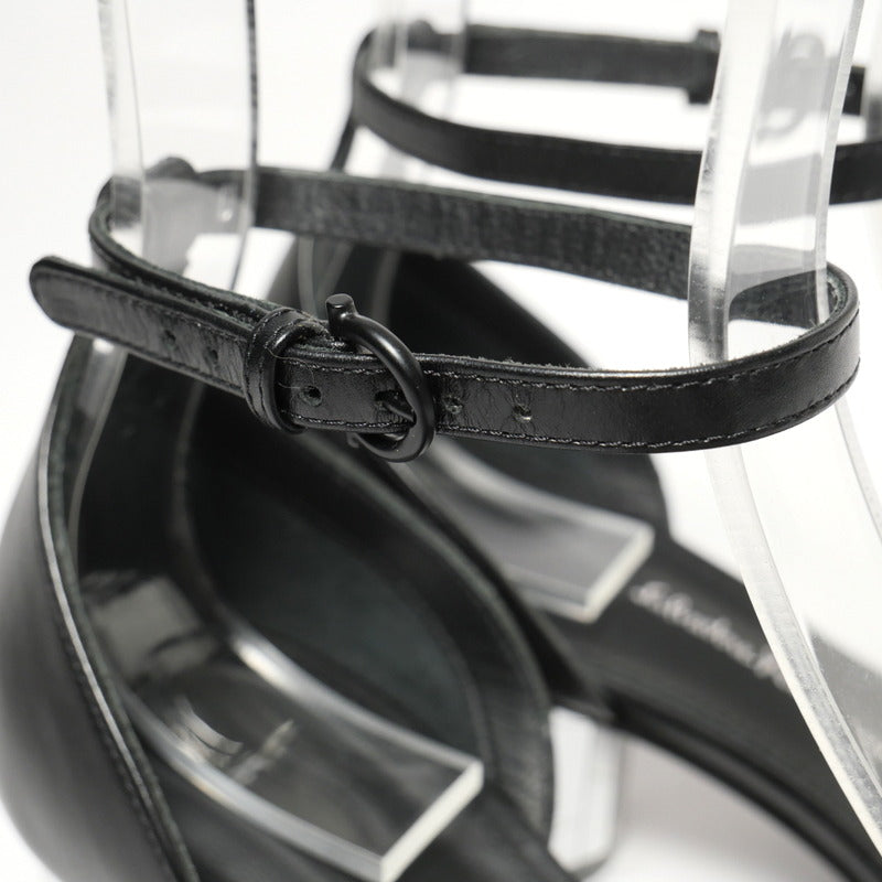 Salvatore Ferragamo Sandals 0748911 Leather Black Flor 55 Women 6D