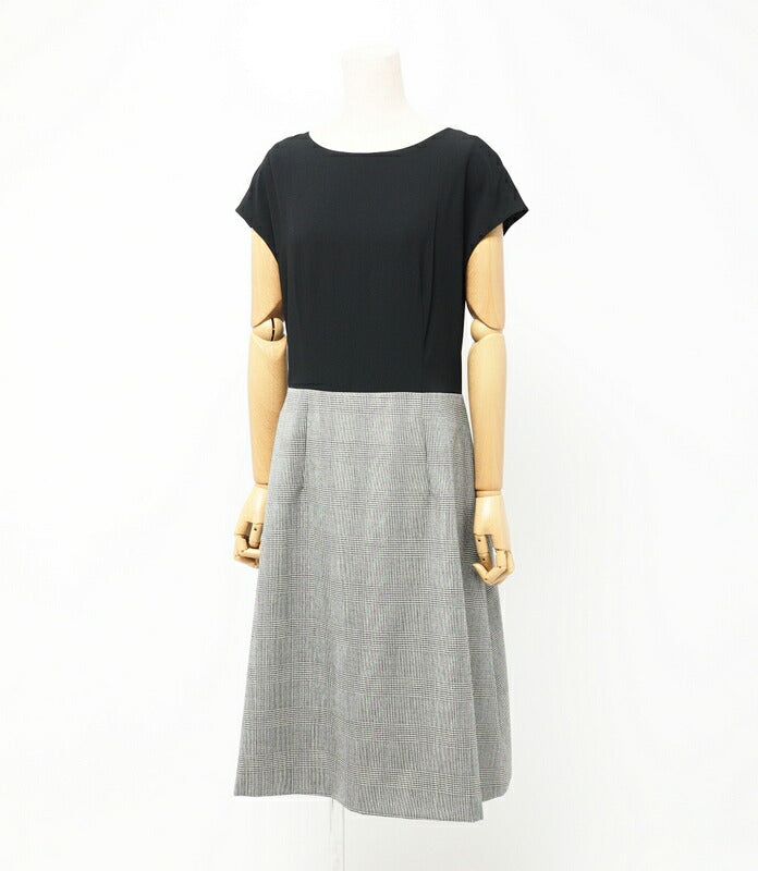 Prada One Piece P33R8 8162 1L5I Acetate 72% Rayon 28% Bottom 100% Wool Black Grey Women 42