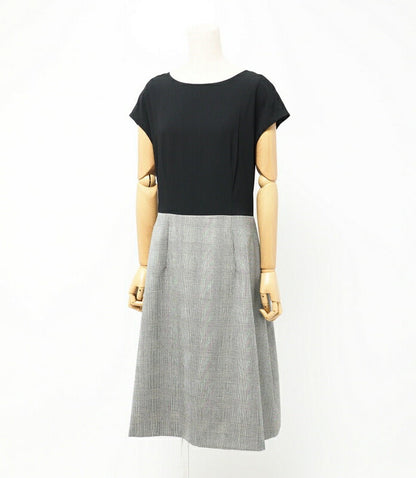 Prada One Piece P33R8 8162 1L5I Acetate 72% Rayon 28% Bottom 100% Wool Black Grey Women 42