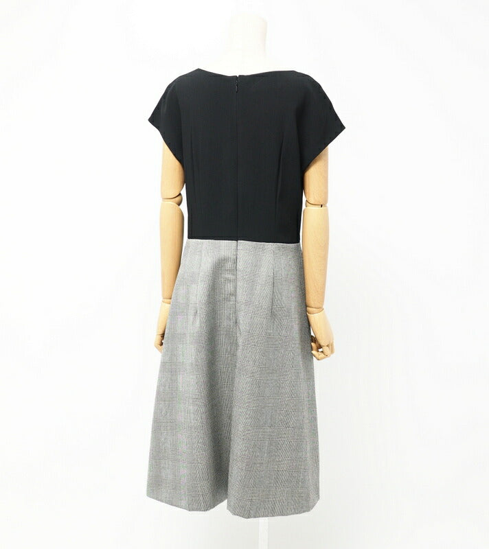 Prada One Piece P33R8 8162 1L5I Acetate 72% Rayon 28% Bottom 100% Wool Black Grey Women 42