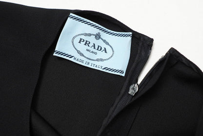 Prada One Piece P33R8 8162 1L5I Acetate 72% Rayon 28% Bottom 100% Wool Black Grey Women 42