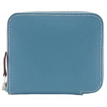 Hermes Bifold Wallet Epsom Blue Azap Compact Silk In Women