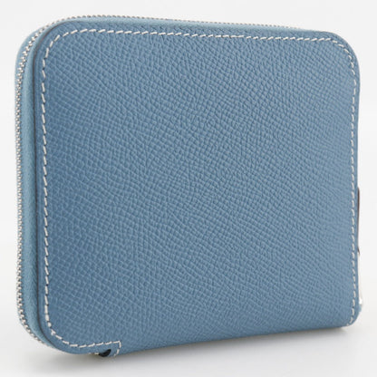 Hermes Bifold Wallet Epsom Blue Azap Compact Silk In Women
