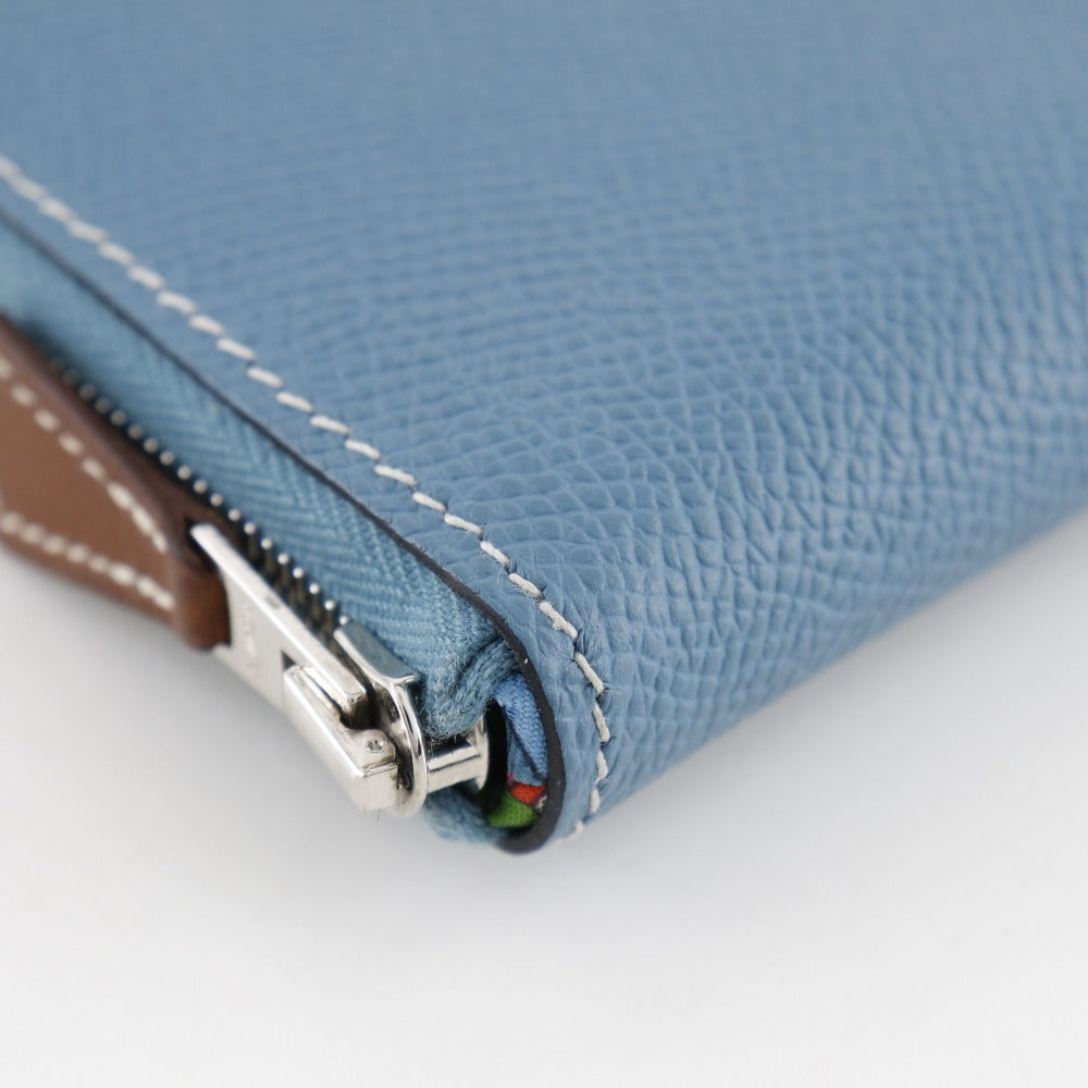Hermes Bifold Wallet Epsom Blue Azap Compact Silk In Women