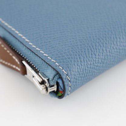 Hermes Bifold Wallet Epsom Blue Azap Compact Silk In Women