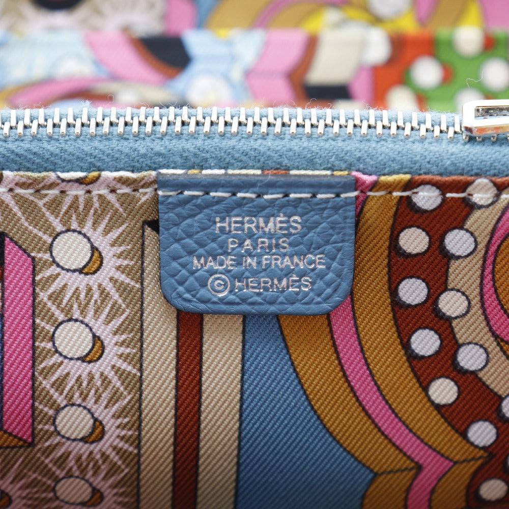 Hermes Bifold Wallet Epsom Blue Azap Compact Silk In Women
