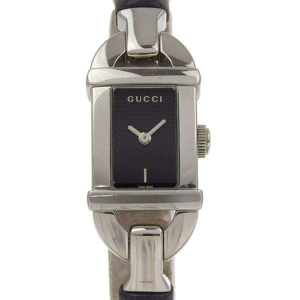 Gucci Watches Quartz 6800L Stainless Steel, Bamboo Black Bangle Black Dial Women