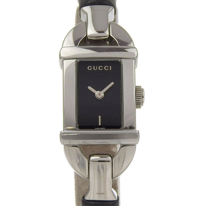 Gucci Watches Quartz 6800L Stainless Steel, Bamboo Black Bangle Black Dial Women
