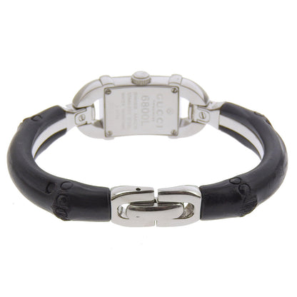 Gucci Watches Quartz 6800L Stainless Steel, Bamboo Black Bangle Black Dial Women