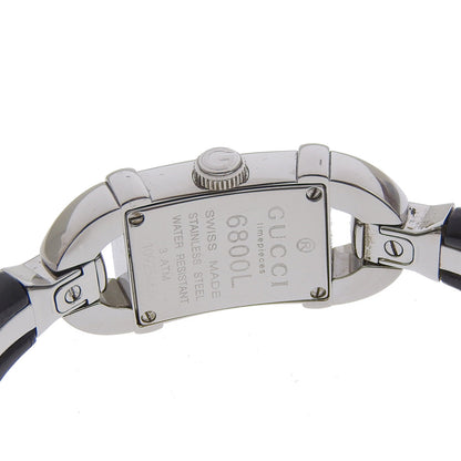 Gucci Watches Quartz 6800L Stainless Steel, Bamboo Black Bangle Black Dial Women
