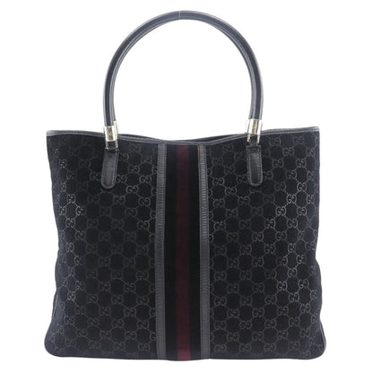 Gucci Tote Bag 162160 Suede Black Gg Shelly Line Unisex(Unisex)