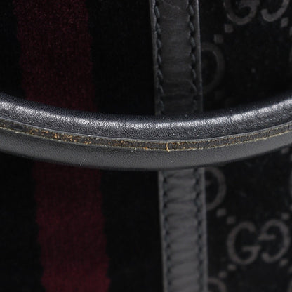 Gucci Tote Bag 162160 Suede Black Gg Shelly Line Unisex(Unisex)