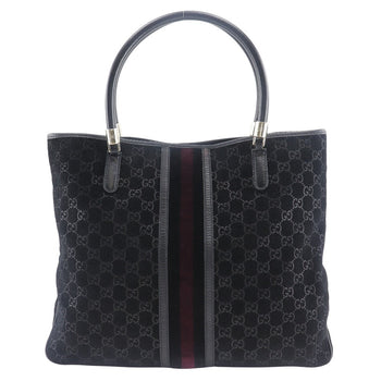 Gucci Tote Bag 162160 Suede Black Gg Shelly Line Unisex(Unisex)