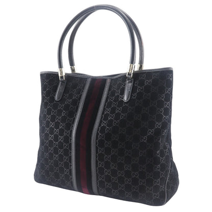 Gucci Tote Bag 162160 Suede Black Gg Shelly Line Unisex(Unisex)