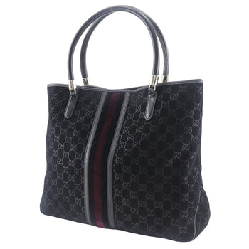 Gucci Tote Bag 162160 Suede Black Gg Shelly Line Unisex(Unisex)