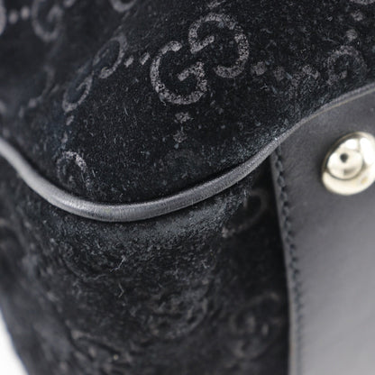 Gucci Tote Bag 162160 Suede Black Gg Shelly Line Unisex(Unisex)