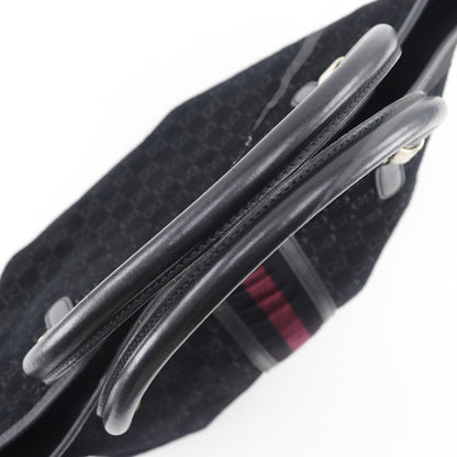 Gucci Tote Bag 162160 Suede Black Gg Shelly Line Unisex(Unisex)