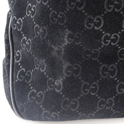 Gucci Tote Bag 162160 Suede Black Gg Shelly Line Unisex(Unisex)