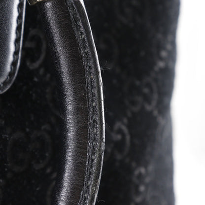 Gucci Tote Bag 162160 Suede Black Gg Shelly Line Unisex(Unisex)