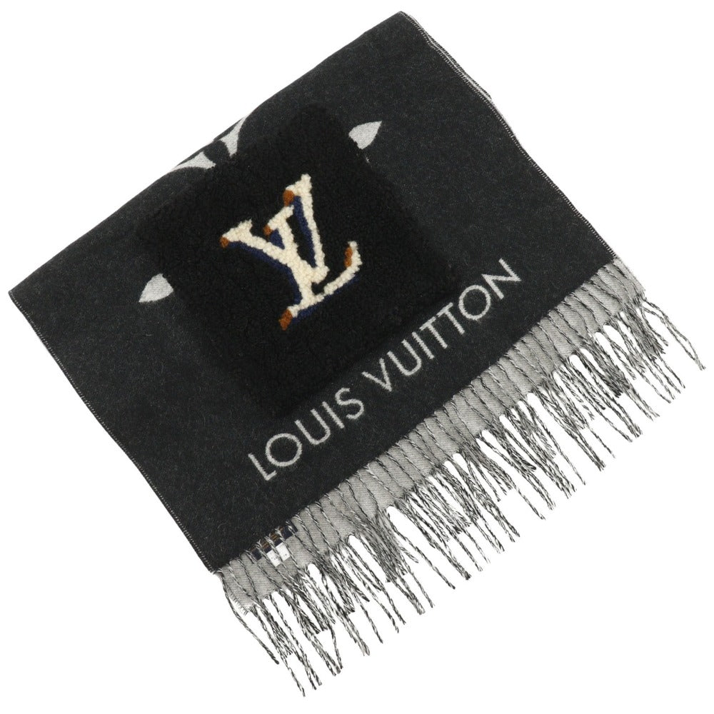 Louis Vuitton Scarf M76567 Cashmere Black Shearling Teddy Esharp Cold Reykjavik Women