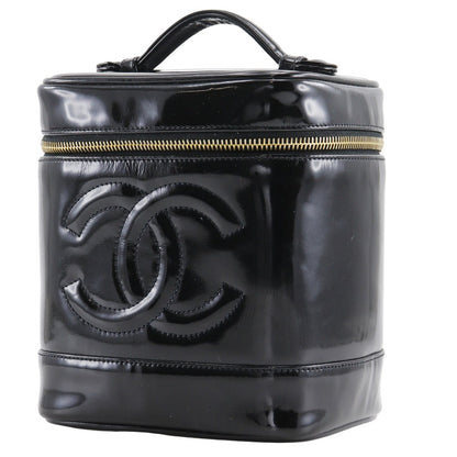 Chanel Pouch A01998 Enamel Black Handbag Vanity Women