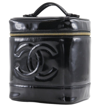 Chanel Pouch A01998 Enamel Black Handbag Vanity Women