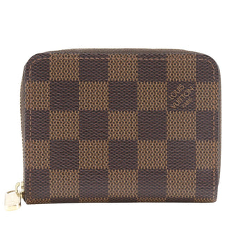 Louis Vuitton Coin Case N63070 Damier Canvas Brown Zip Around Purse Women