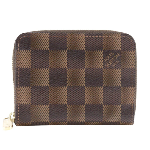 Louis Vuitton Coin Case N63070 Damier Canvas Brown Zip Around Purse Women