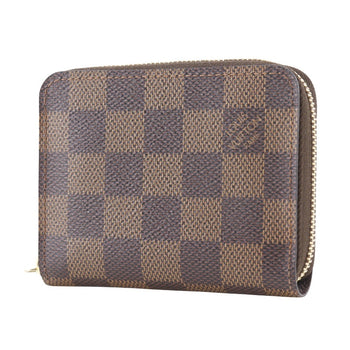 Louis Vuitton Coin Case N63070 Damier Canvas Brown Zip Around Purse Women