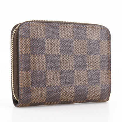 Louis Vuitton Coin Case N63070 Damier Canvas Brown Zip Around Purse Women