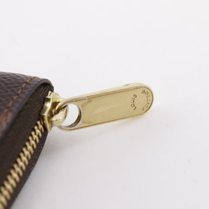 Louis Vuitton Coin Case N63070 Damier Canvas Brown Zip Around Purse Women