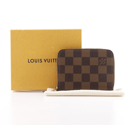 Louis Vuitton Coin Case N63070 Damier Canvas Brown Zip Around Purse Women
