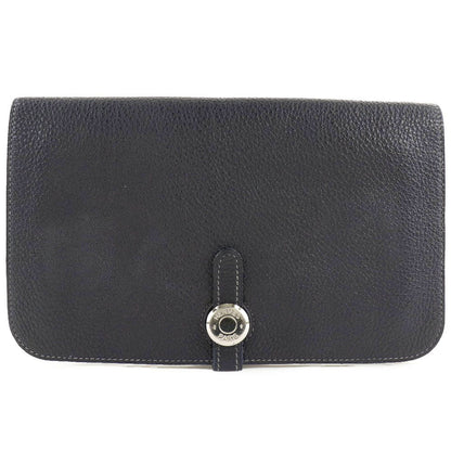 Hermes Long Wallet Purse Togo Navy Blue Dogon Gm Unisex(Unisex)