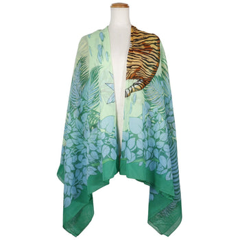 Hermes Stall Cotton Green Tiger Tiger Pareo Women