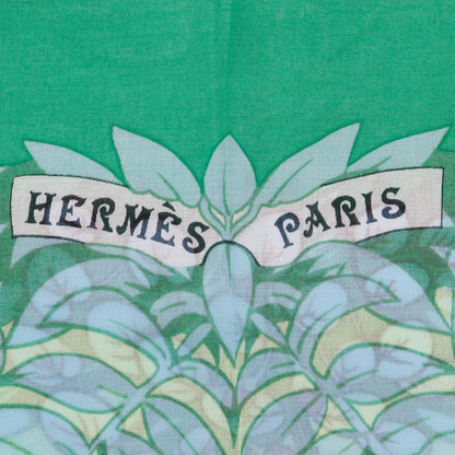 Hermes Stall Cotton Green Tiger Tiger Pareo Women